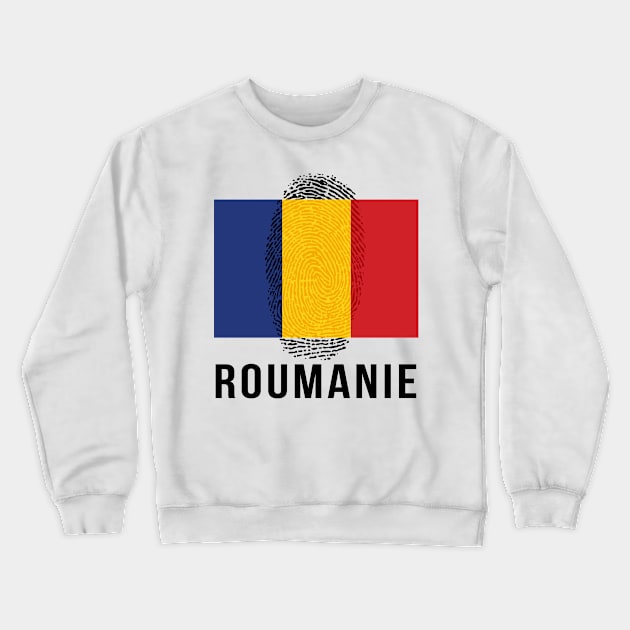 Romania Flag DNA Crewneck Sweatshirt by Rocky Ro Designs